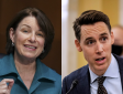 Sens. Amy Klobuchar (D., Minn.) and Josh Hawley (R., Mo.)