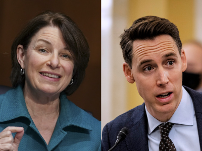 Sens. Amy Klobuchar (D., Minn.) and Josh Hawley (R., Mo.)