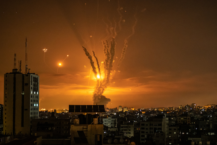 A photograph shows rockets launched towards Israel from the northern Gaza Strip / Getty Images