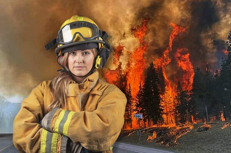 Female firefighter conference sparks uncontrollable forest fire.