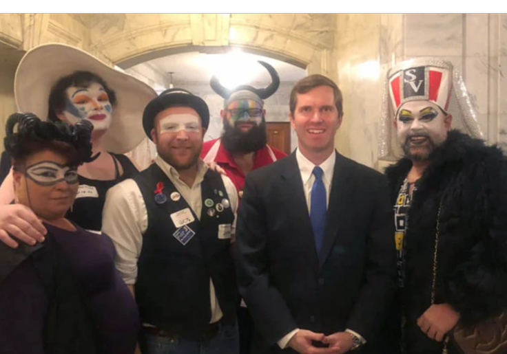 Kentucky Democrat Andy Beshear pictured with controversial anti-Catholic group.