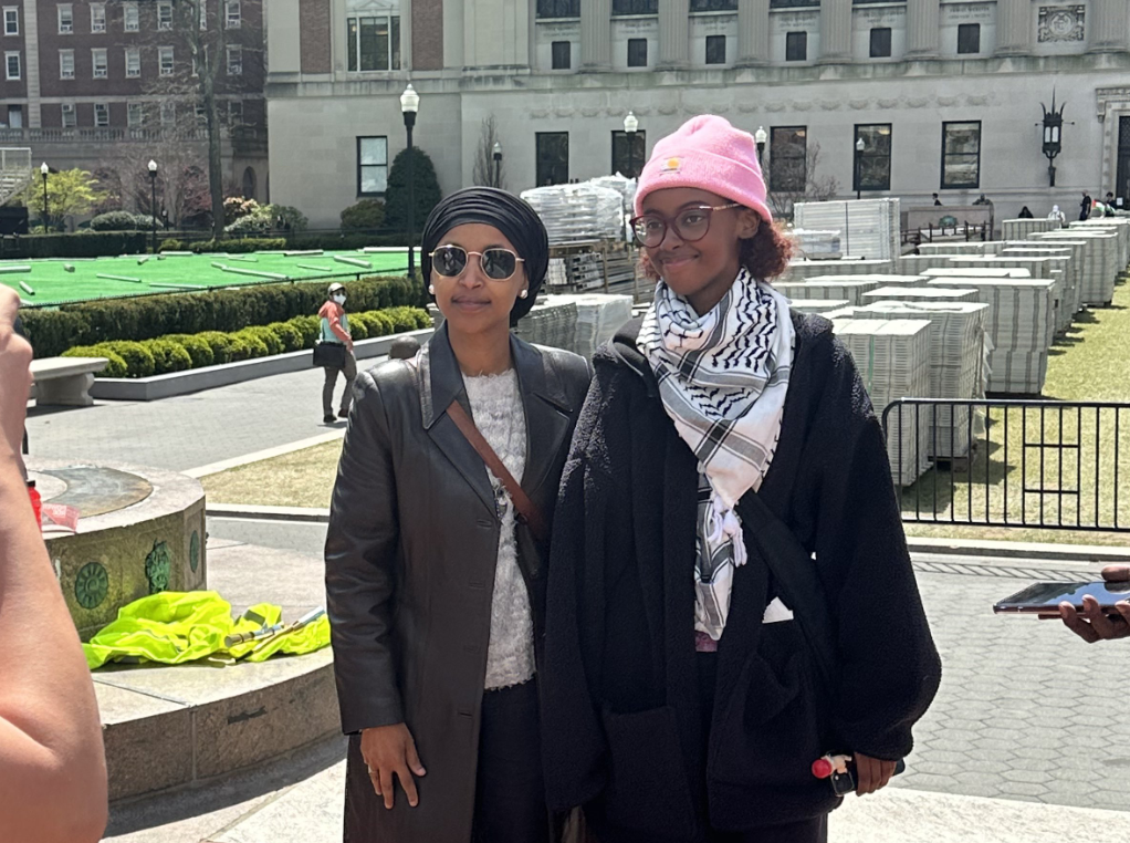 Ilhan Omar and Daughter Show Face at Columbia Protest