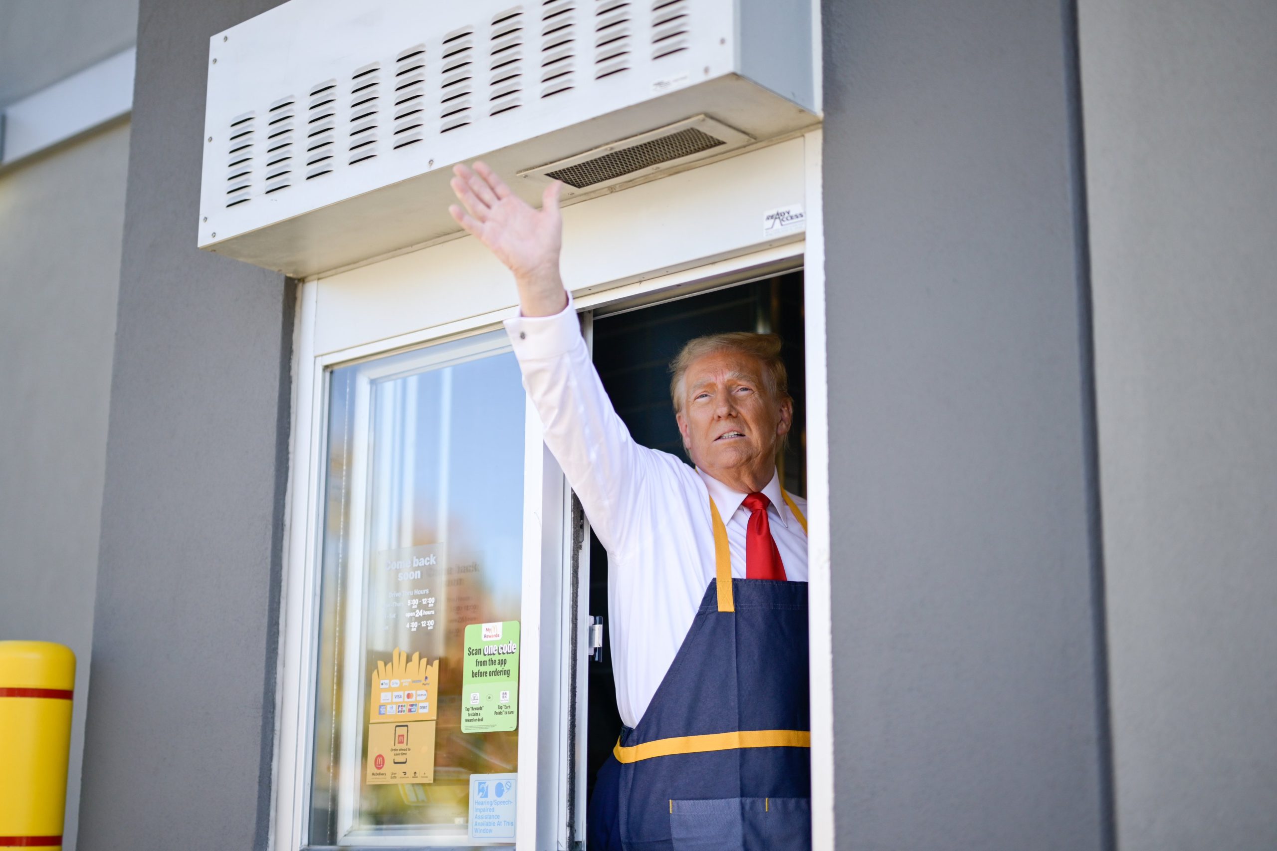 Trump Serves Fries Under the Golden Arches, Drawing Attention to Harris’s Questionable Claim