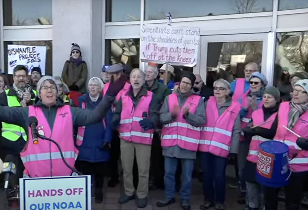 Pink-Vested ‘Rapid Response Choir’ Sings To Protest DOGE’s Cuts