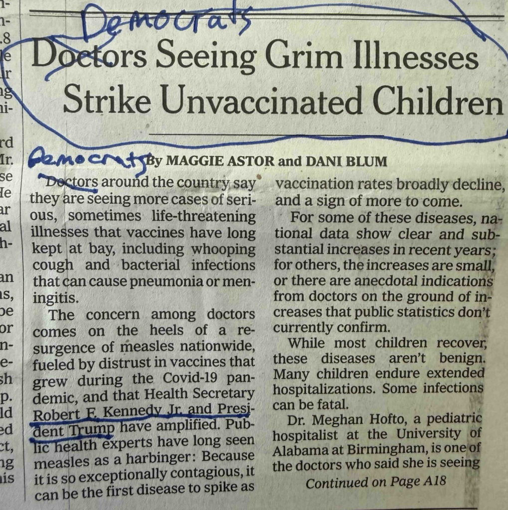New York Times Stirs Baseless Panic Over Trump, Vaccines, and Childhood Diseases