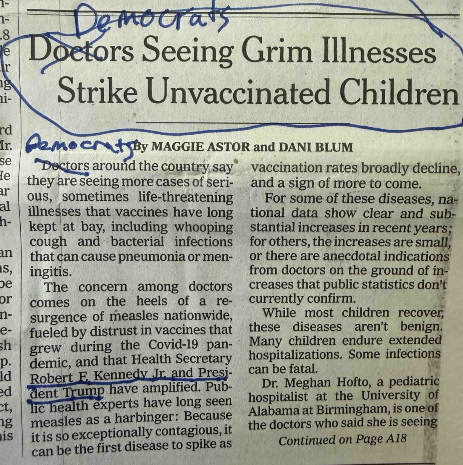 New York Times Stirs Baseless Panic Over Trump, Vaccines, and Childhood Diseases